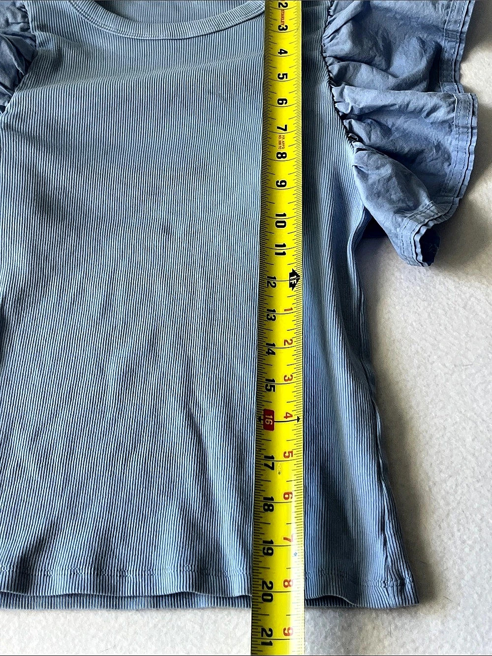 Zara Blue Ruffle Sleeve Top - Picture 5 of 6